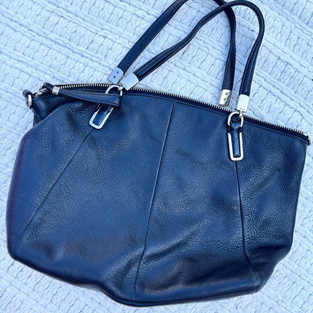 Coach Navy Leather Shoulder Bag - Picture 3 of 5